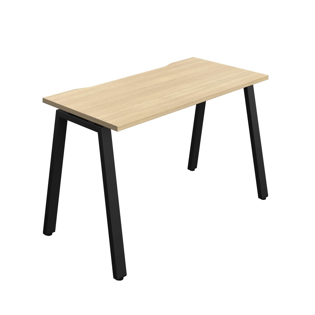 Synergy Bench With Cut Out: 1 Person (Fsc) | A-Frame Leg | 1200 X 600 | Nova Oak/Black
