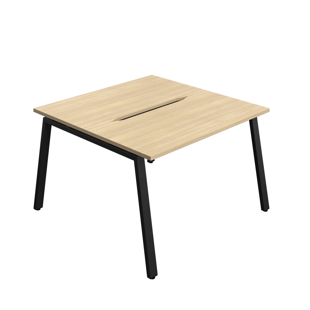 Synergy Bench With Cut Out: 2 Person (Fsc) | A-Frame Leg | 1200 X 600 | Nova Oak/Black