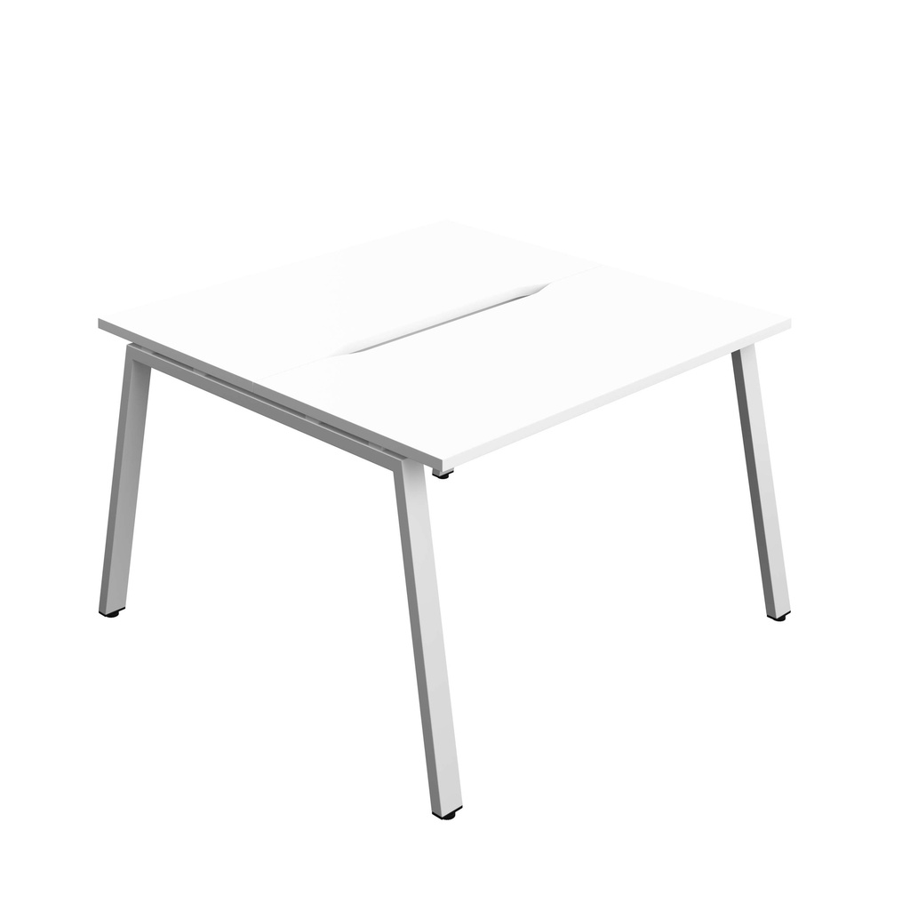 Synergy Bench With Cut Out: 2 Person (Fsc) | A-Frame Leg | 1200 X 600 | White/Silver