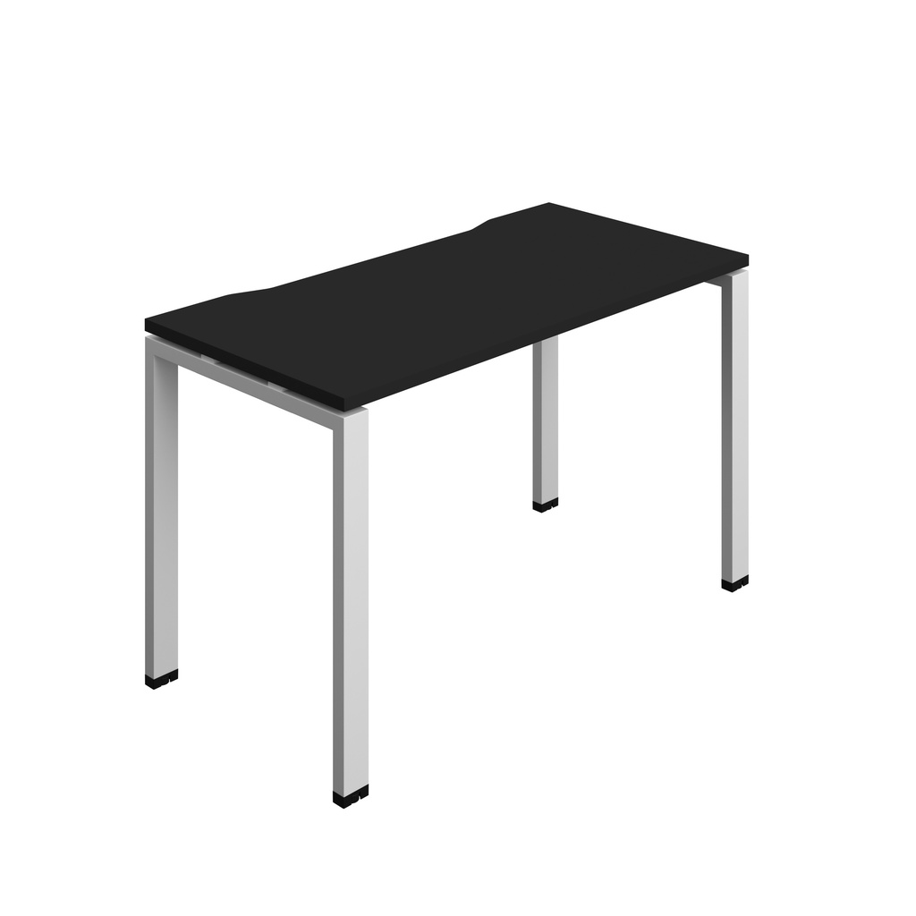 Synergy Bench With Cut Out: 1 Person (Fsc) | Goal Post Leg | 1200 X 600 | Black/Silver