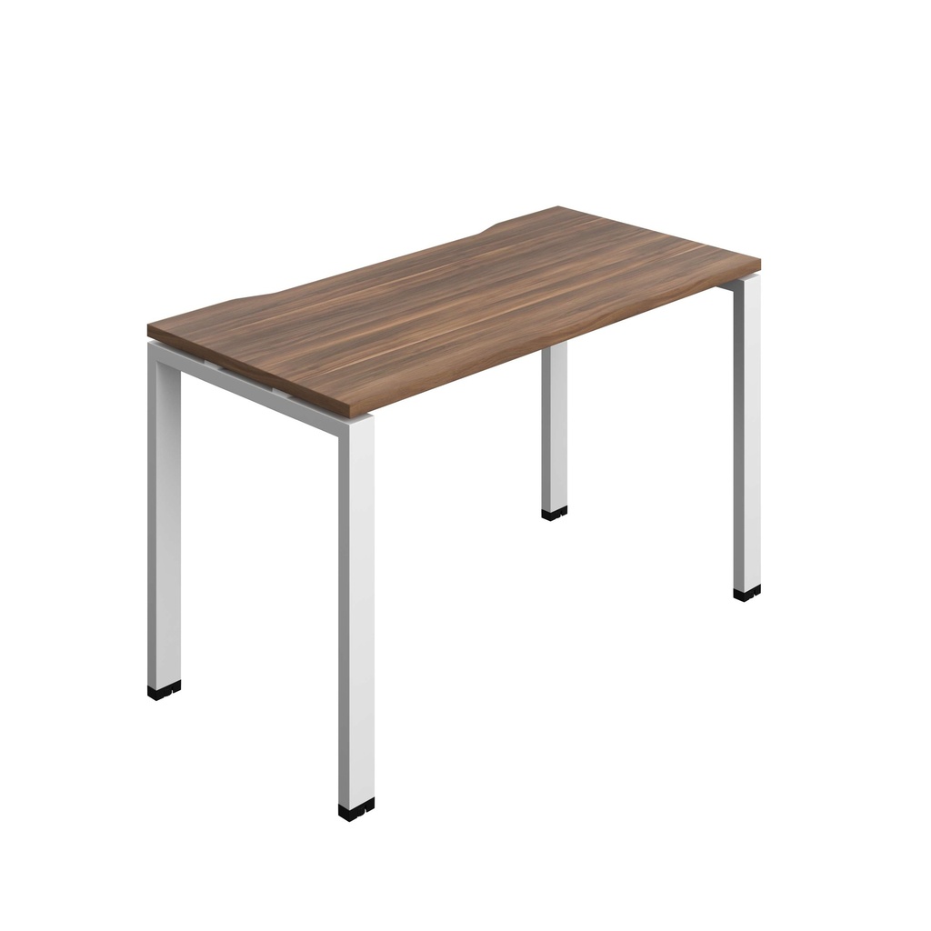 Synergy Bench With Cut Out: 1 Person (Fsc) | Goal Post Leg | 1200 X 600 | Dark Walnut/White