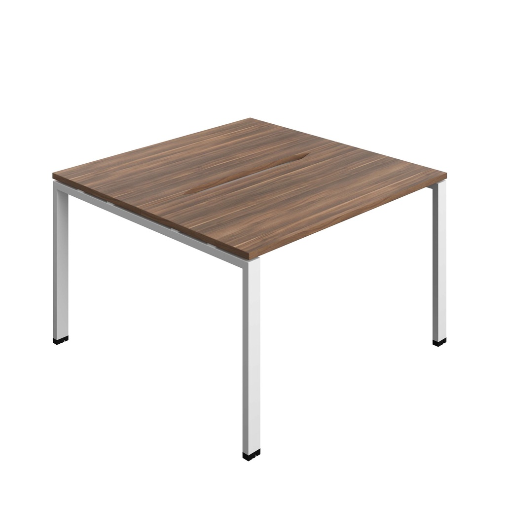 Synergy Bench With Cut Out: 2 Person (Fsc) | Goal Post Leg | 1200 X 600 | Dark Walnut/White