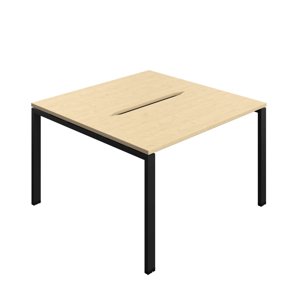 Synergy Bench With Cut Out: 2 Person (Fsc) | Goal Post Leg | 1200 X 600 | Maple/Black