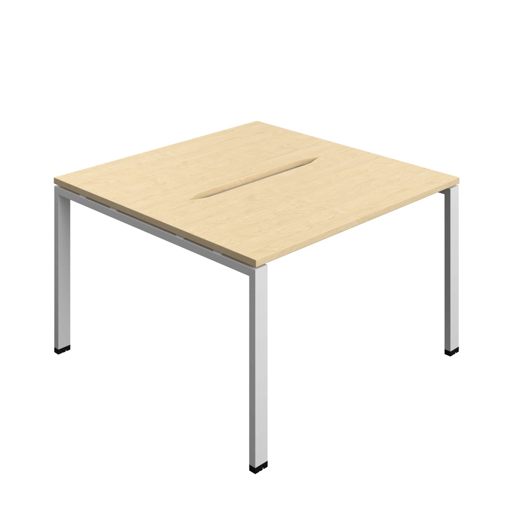 Synergy Bench With Cut Out: 2 Person (Fsc) | Goal Post Leg | 1200 X 600 | Maple/Silver