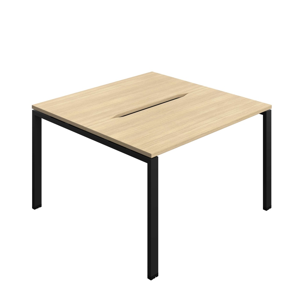 Synergy Bench With Cut Out: 2 Person (Fsc) | Goal Post Leg | 1200 X 600 | Nova Oak/Black