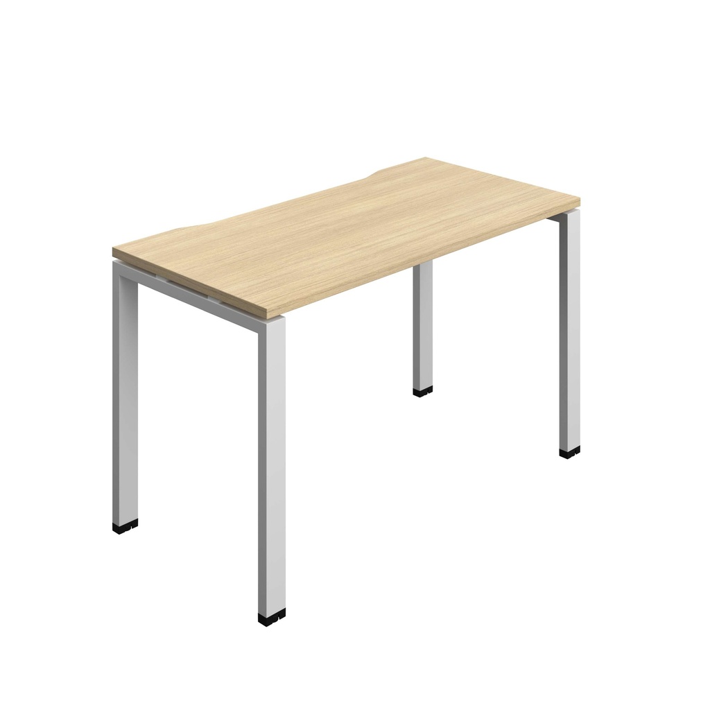 Synergy Bench With Cut Out: 1 Person (Fsc) | Goal Post Leg | 1200 X 600 | Nova Oak/Silver