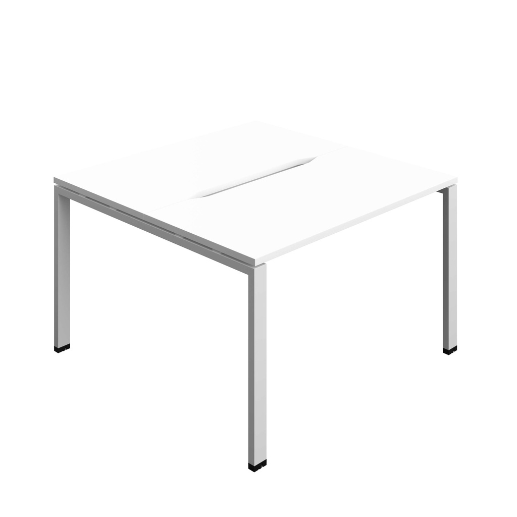 Synergy Bench With Cut Out: 2 Person (Fsc) | Goal Post Leg | 1200 X 600 | White/Silver