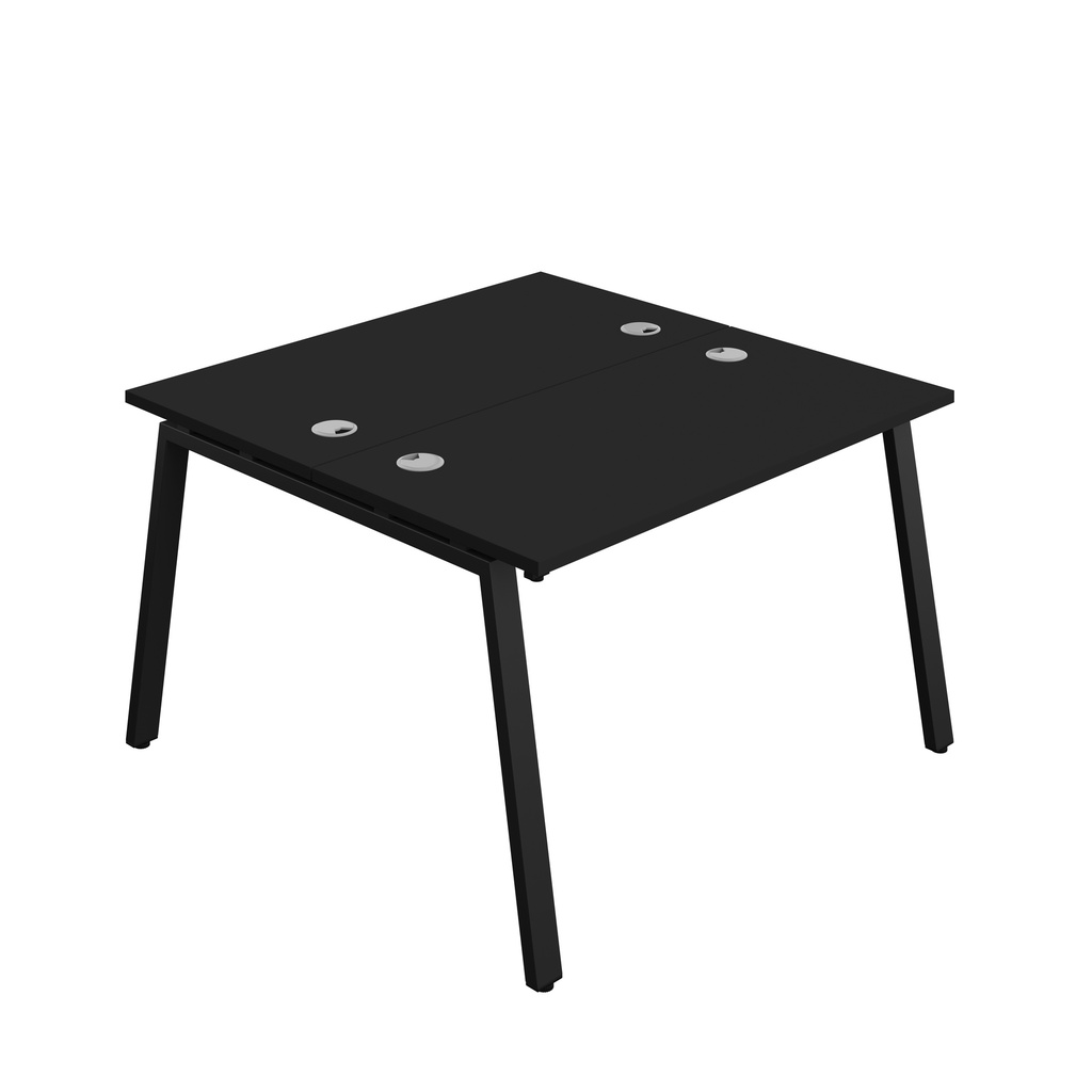 Synergy|2P Bench Desk|Cable Ports|A-Frame|1200X600|Black-Black