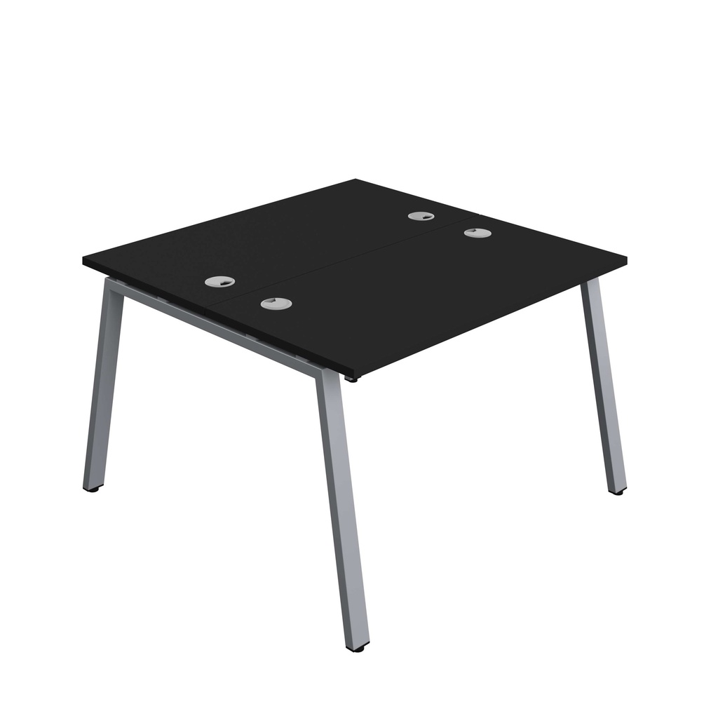 Synergy Bench With Cable Ports: 2 Person (Fsc) | A-Frame Leg | 1200 X 600 | Black/Silver