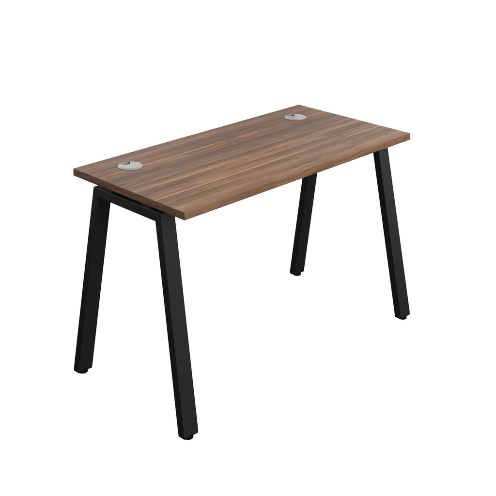 Synergy Bench With Cable Ports: 1 Person (Fsc) | A-Frame Leg | 1200 X 600 | Dark Walnut/Black