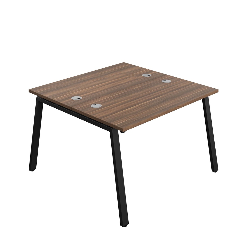 Synergy Bench With Cable Ports: 2 Person (Fsc) | A-Frame Leg | 1200 X 600 | Dark Walnut/Black