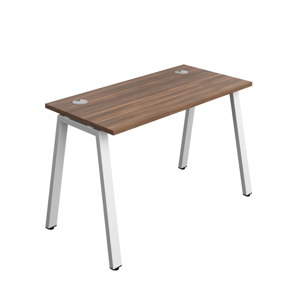 Synergy Bench With Cable Ports: 1 Person (Fsc) | A-Frame Leg | 1200 X 600 | Dark Walnut/White