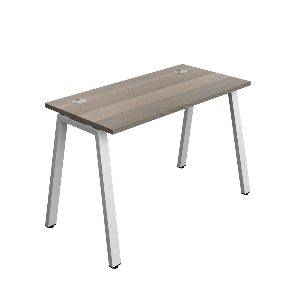 Synergy Bench With Cable Ports: 1 Person (Fsc) | A-Frame Leg | 1200 X 600 | Grey Oak/Silver