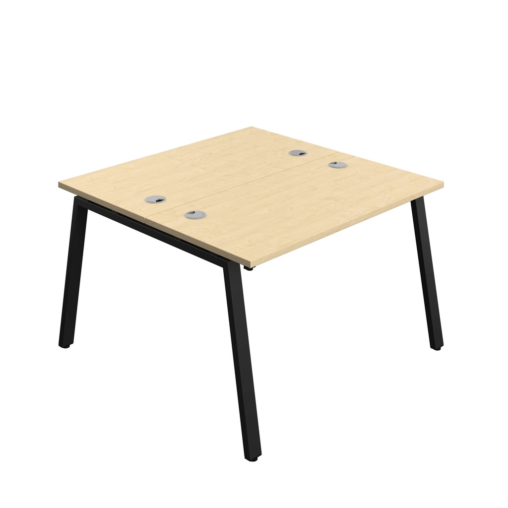 Synergy Bench With Cable Ports: 2 Person (Fsc) | A-Frame Leg | 1200 X 600 | Maple/Black