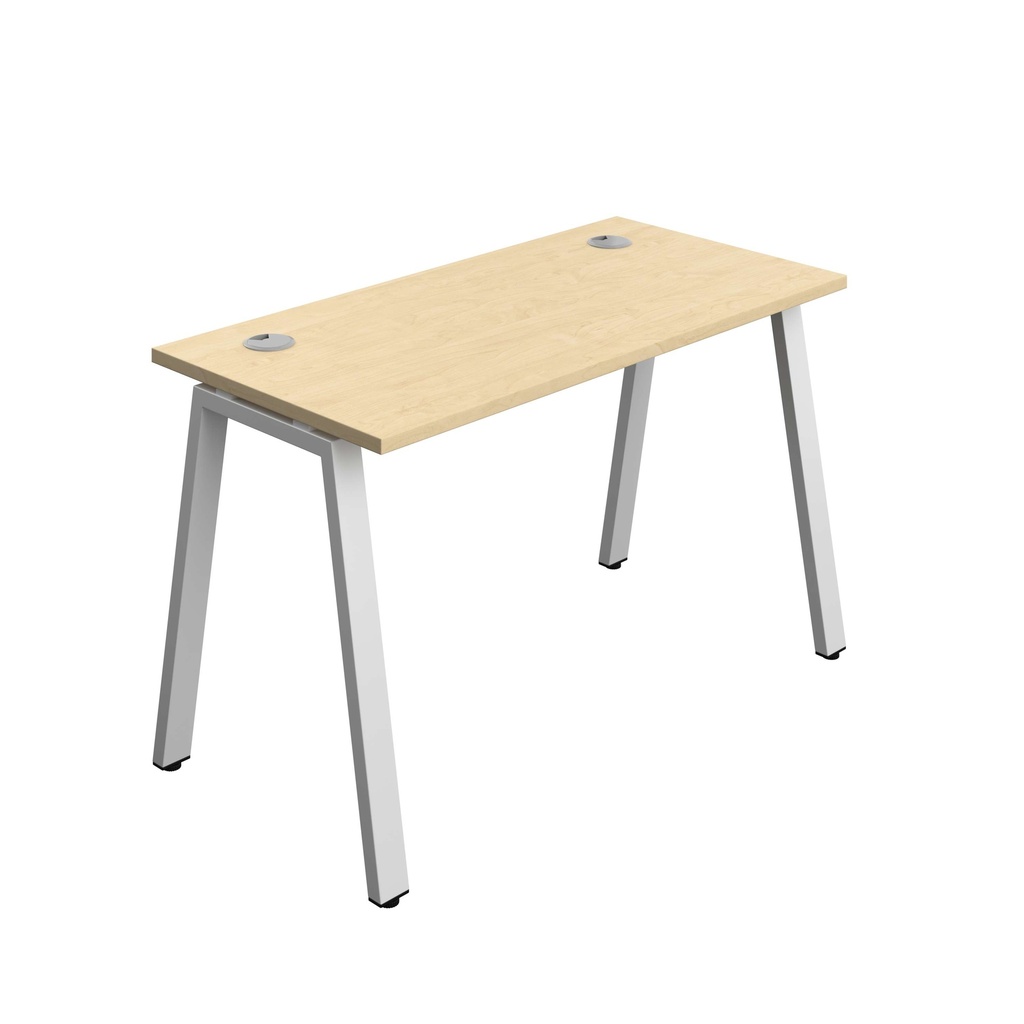 Synergy Bench With Cable Ports: 1 Person (Fsc) | A-Frame Leg | 1200 X 600 | Maple/Silver