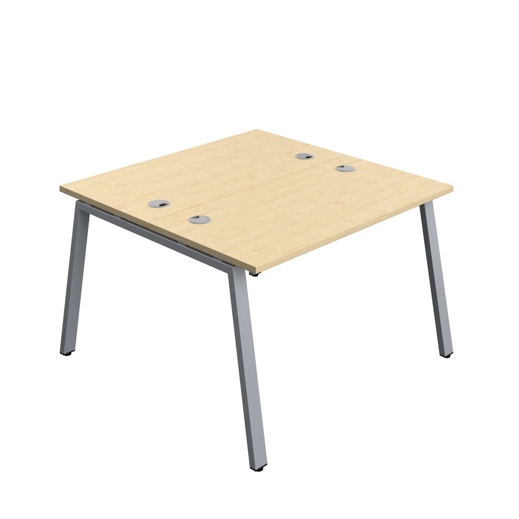 Synergy Bench With Cable Ports: 2 Person (Fsc) | A-Frame Leg | 1200 X 600 | Maple/Silver