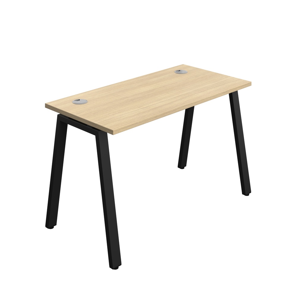 Synergy|1P Bench Desk|Cable Ports|A-Frame|1200X600|Nova Oak-Black
