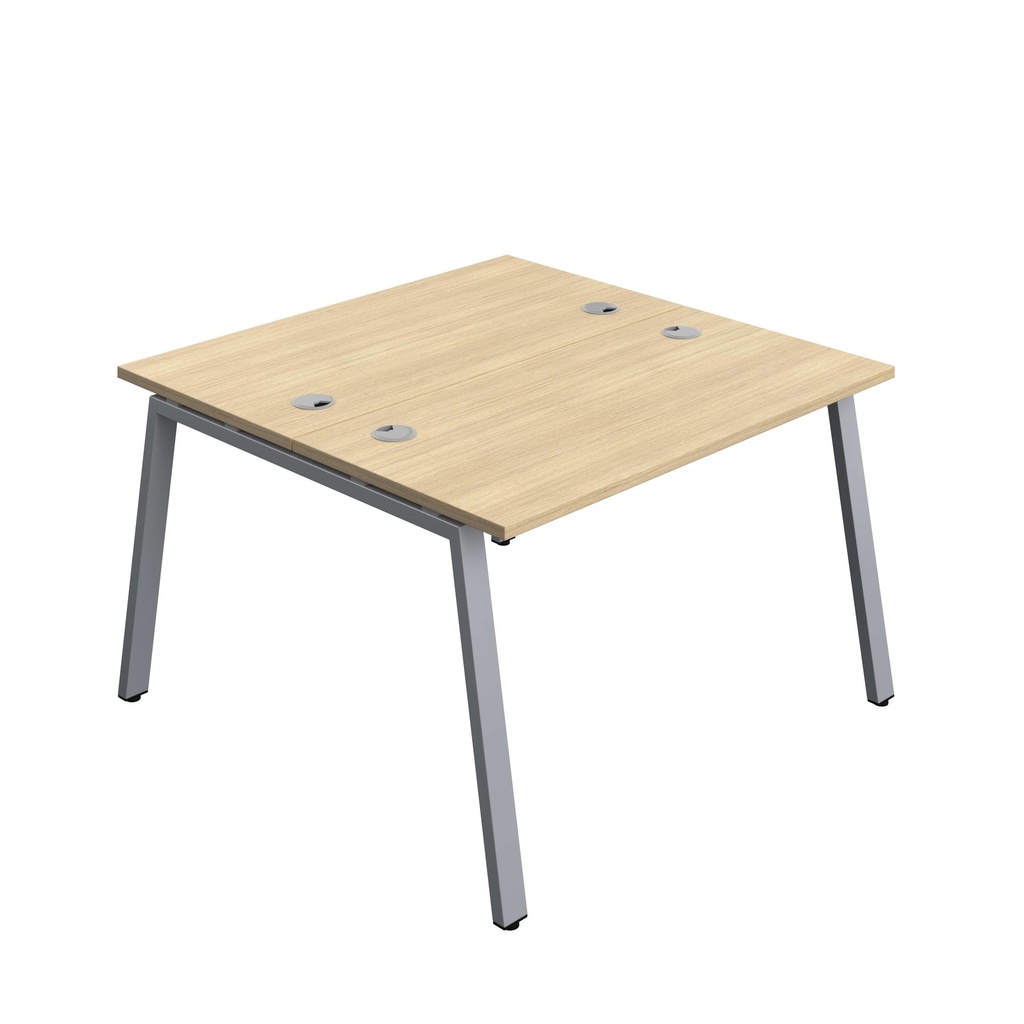 Synergy Bench With Cable Ports: 2 Person (Fsc) | A-Frame Leg | 1200 X 600 | Nova Oak/Silver
