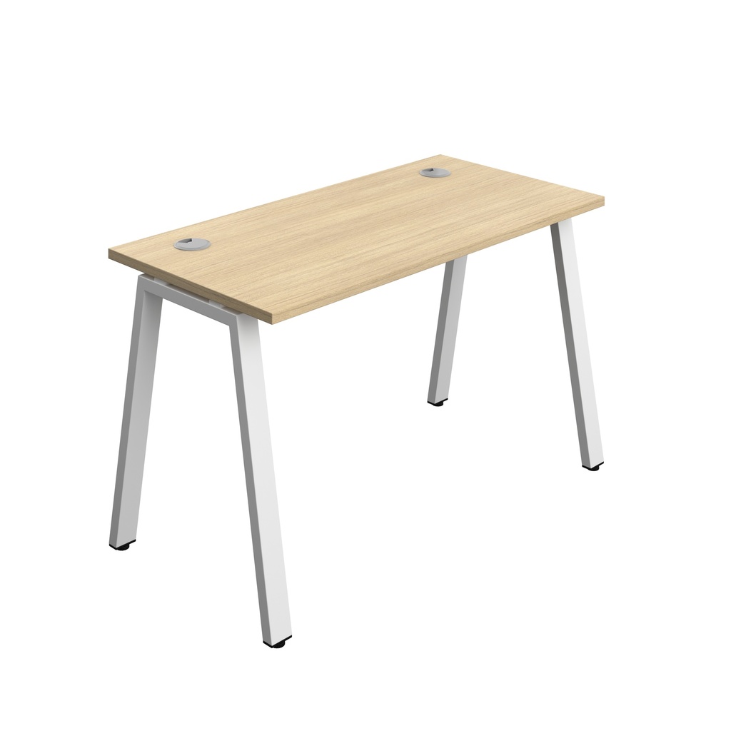 Synergy|1P Bench Desk|Cable Ports|A-Frame|1200X600|Nova Oak-White