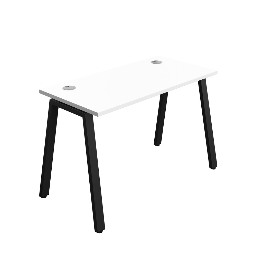 Synergy|1P Bench Desk|Cable Ports|A-Frame|1200X600|White-Black