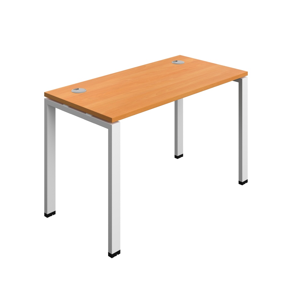 Synergy|1P Bench Desk|Cable Ports|Goal Post|1200X600|Beech-White