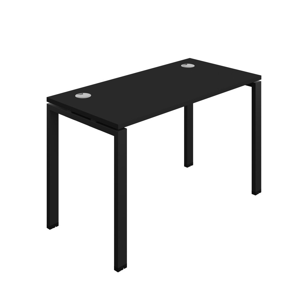 Synergy|1P Bench Desk|Cable Ports|Goal Post|1200X600|Black-Black