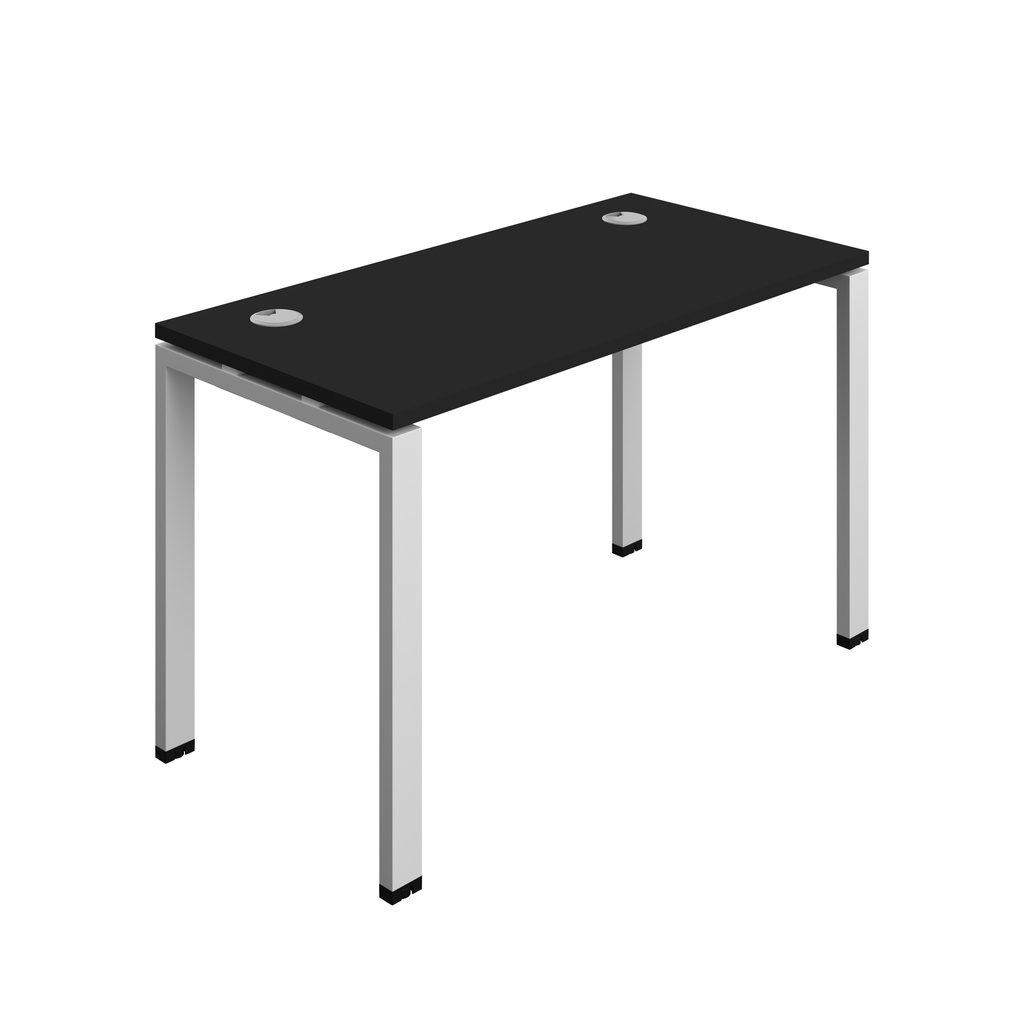 Synergy|1P Bench Desk|Cable Ports|Goal Post|1200X600|Black-Silver