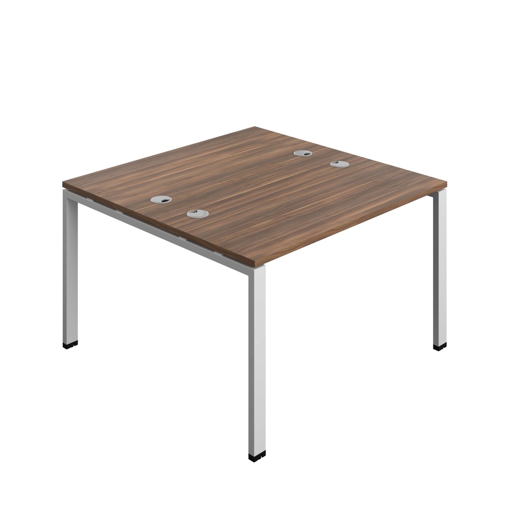 Synergy Bench With Cable Ports: 2 Person (Fsc) | Goal Post Leg | 1200 X 600 | Dark Walnut/Silver