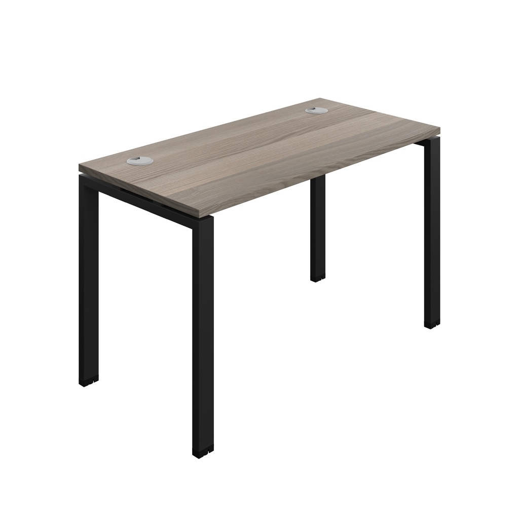 Synergy|1P Bench Desk|Cable Ports|Goal Post|1200X600|Grey Oak-Black