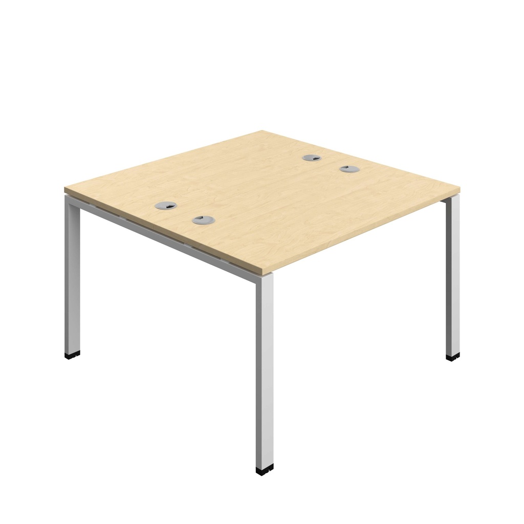 Synergy Bench With Cable Ports: 2 Person (Fsc) | Goal Post Leg | 1200 X 600 | Maple/Silver