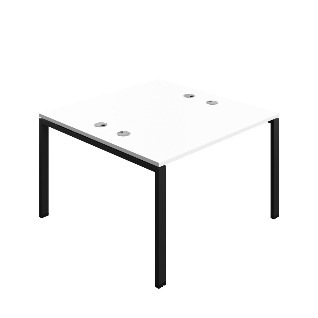 Synergy|2P Bench Desk|Cable Ports|Goal Post|1200X600|White-Black