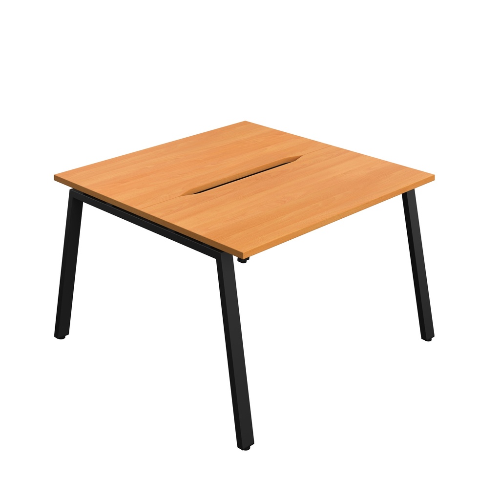 Synergy Bench With Cut Out: 2 Person (Fsc) | A-Frame Leg | 1200 X 700 | Beech/Black