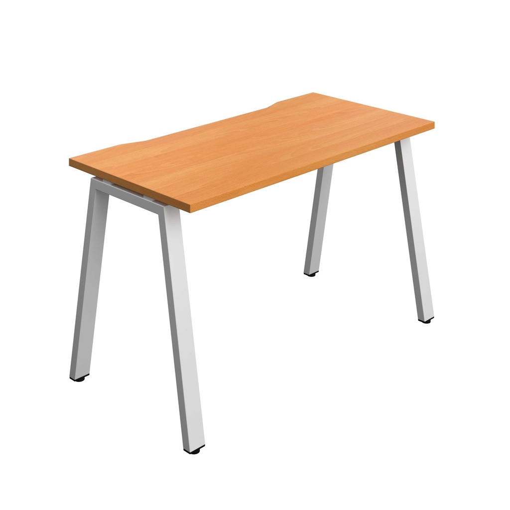 Synergy Bench With Cut Out: 1 Person (Fsc) | A-Frame Leg | 1200 X 700 | Beech/Silver