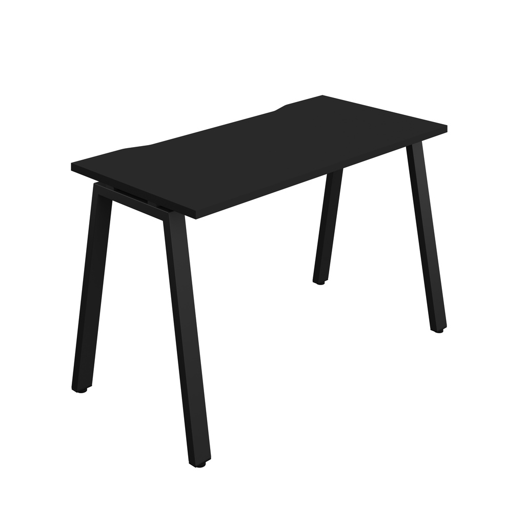 Synergy|1P Bench Desk|Cut Out|A-Frame|1200X700|Black-Black