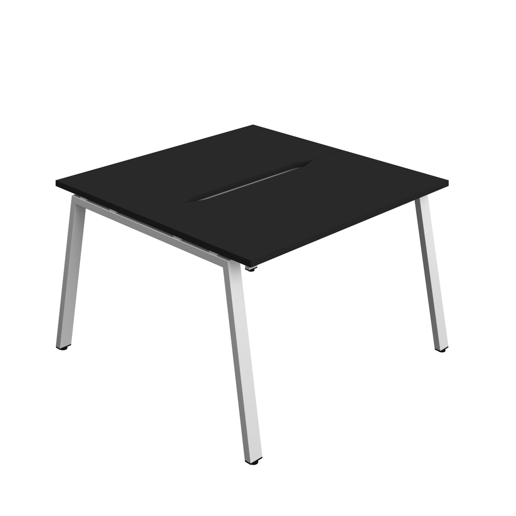 Synergy|2P Bench Desk|Cut Out|A-Frame|1200X700|Black-Silver