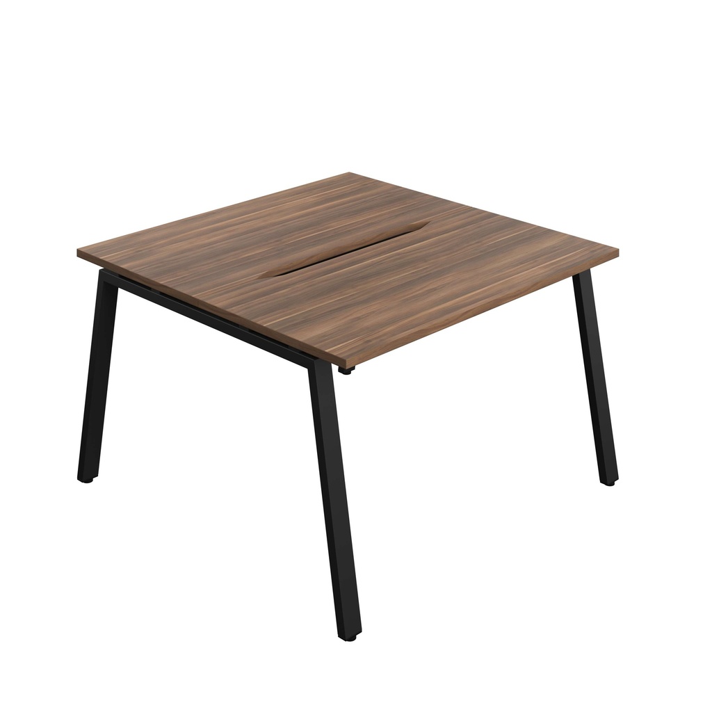 Synergy Bench With Cut Out: 2 Person (Fsc) | A-Frame Leg | 1200 X 700 | Dark Walnut/Black