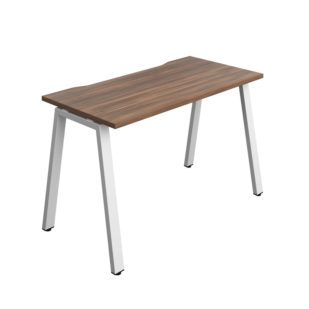 Synergy Bench With Cut Out: 1 Person (Fsc) | A-Frame Leg | 1200 X 700 | Dark Walnut/White