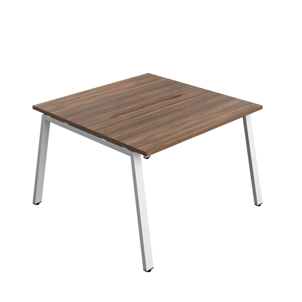 Synergy Bench With Cut Out: 2 Person (Fsc) | A-Frame Leg | 1200 X 700 | Dark Walnut/White