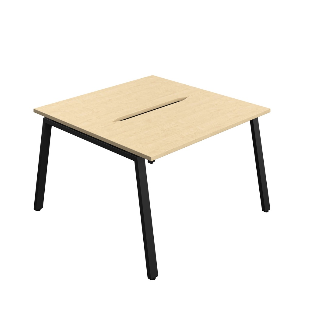 Synergy Bench With Cut Out: 2 Person (Fsc) | A-Frame Leg | 1200 X 700 | Maple/Black
