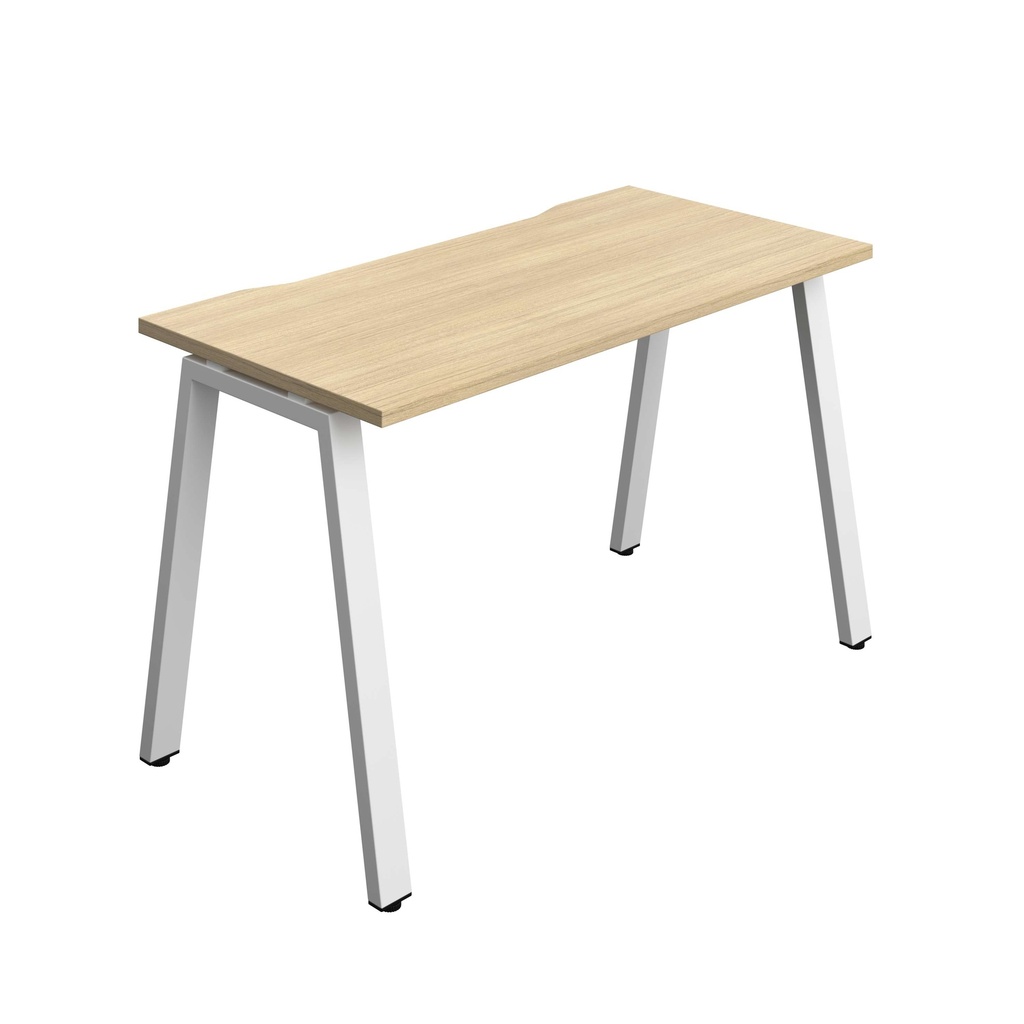 Synergy Bench With Cut Out: 1 Person (Fsc) | A-Frame Leg | 1200 X 700 | Nova Oak/White