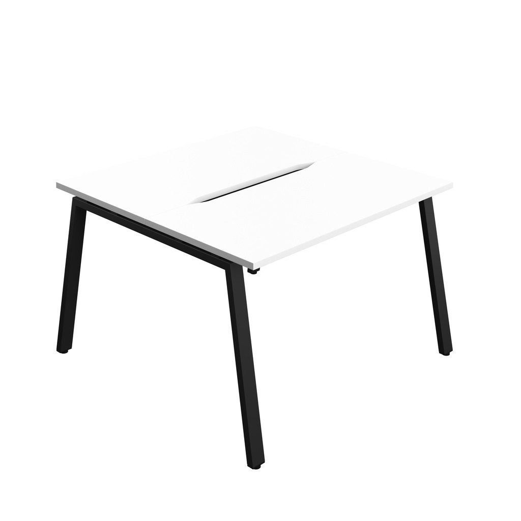 Synergy|2P Bench Desk|Cut Out|A-Frame|1200X700|White-Black