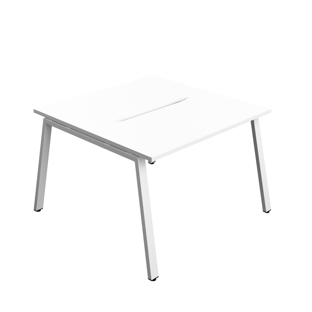 Synergy|2P Bench Desk|Cut Out|A-Frame|1200X700|White-White