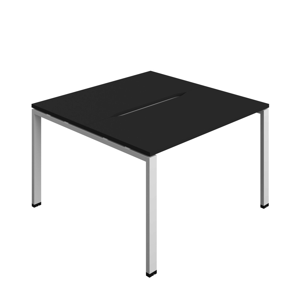 Synergy Bench With Cut Out: 2 Person (Fsc) | Goal Post Leg | 1200 X 700 | Black/Silver