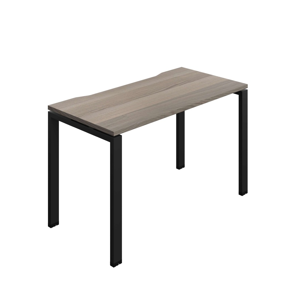 Synergy Bench With Cut Out: 1 Person (Fsc) | Goal Post Leg | 1200 X 700 | Grey Oak/Black
