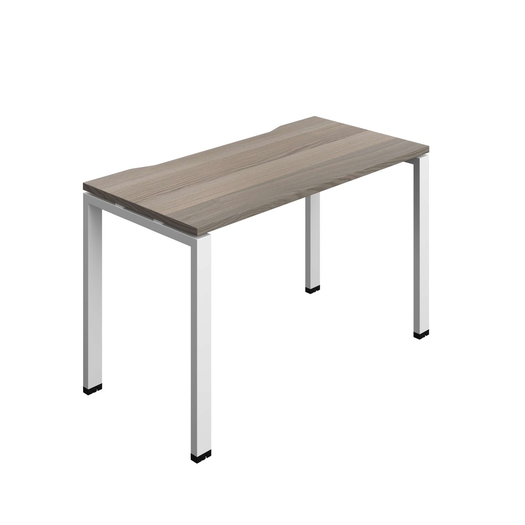 Synergy Bench With Cut Out: 1 Person (Fsc) | Goal Post Leg | 1200 X 700 | Grey Oak/White