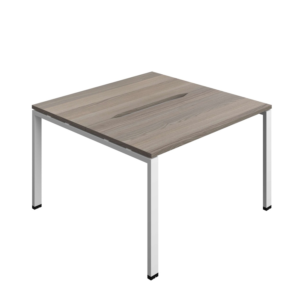 Synergy Bench With Cut Out: 2 Person (Fsc) | Goal Post Leg | 1200 X 700 | Grey Oak/White