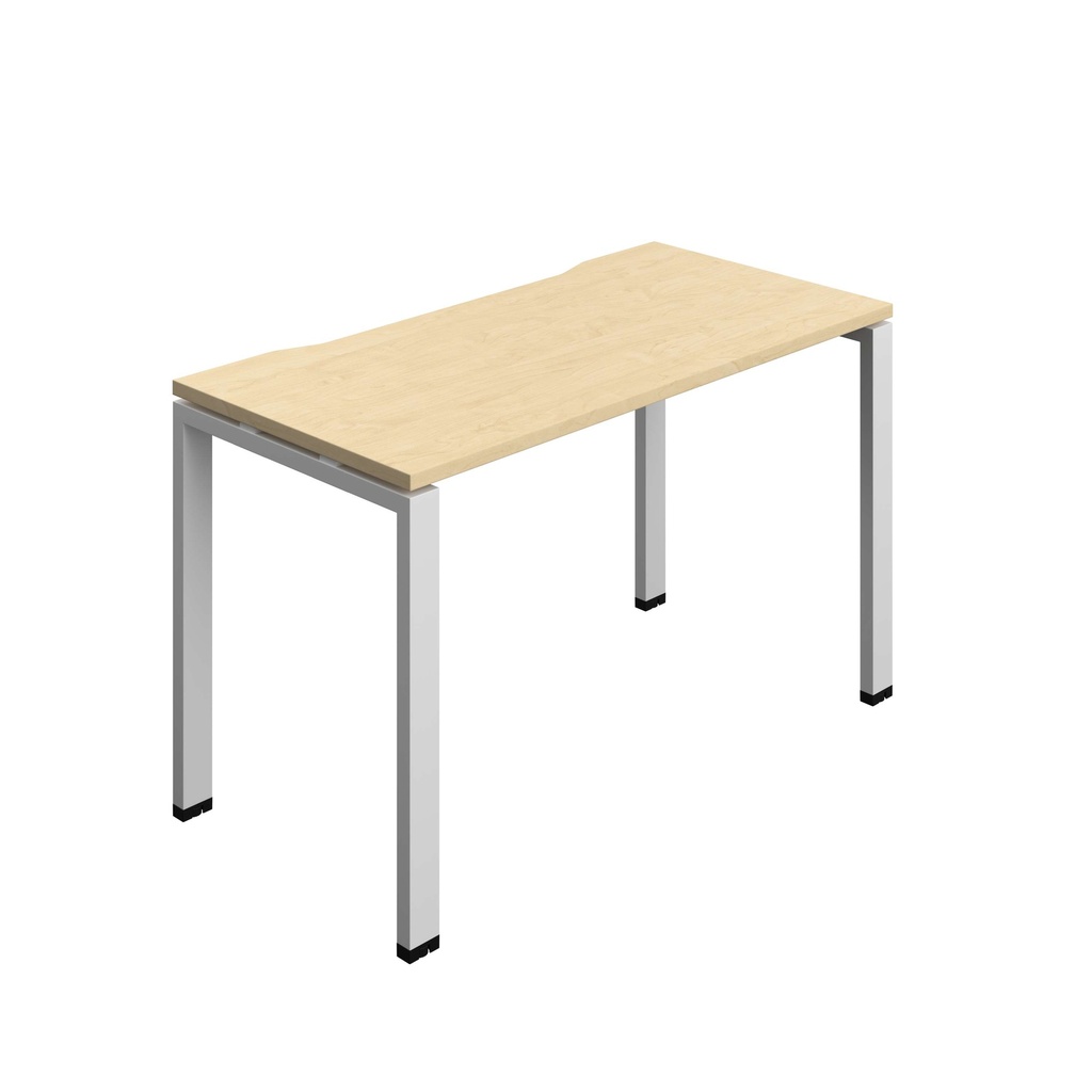Synergy Bench With Cut Out: 1 Person (Fsc) | Goal Post Leg | 1200 X 700 | Maple/Silver