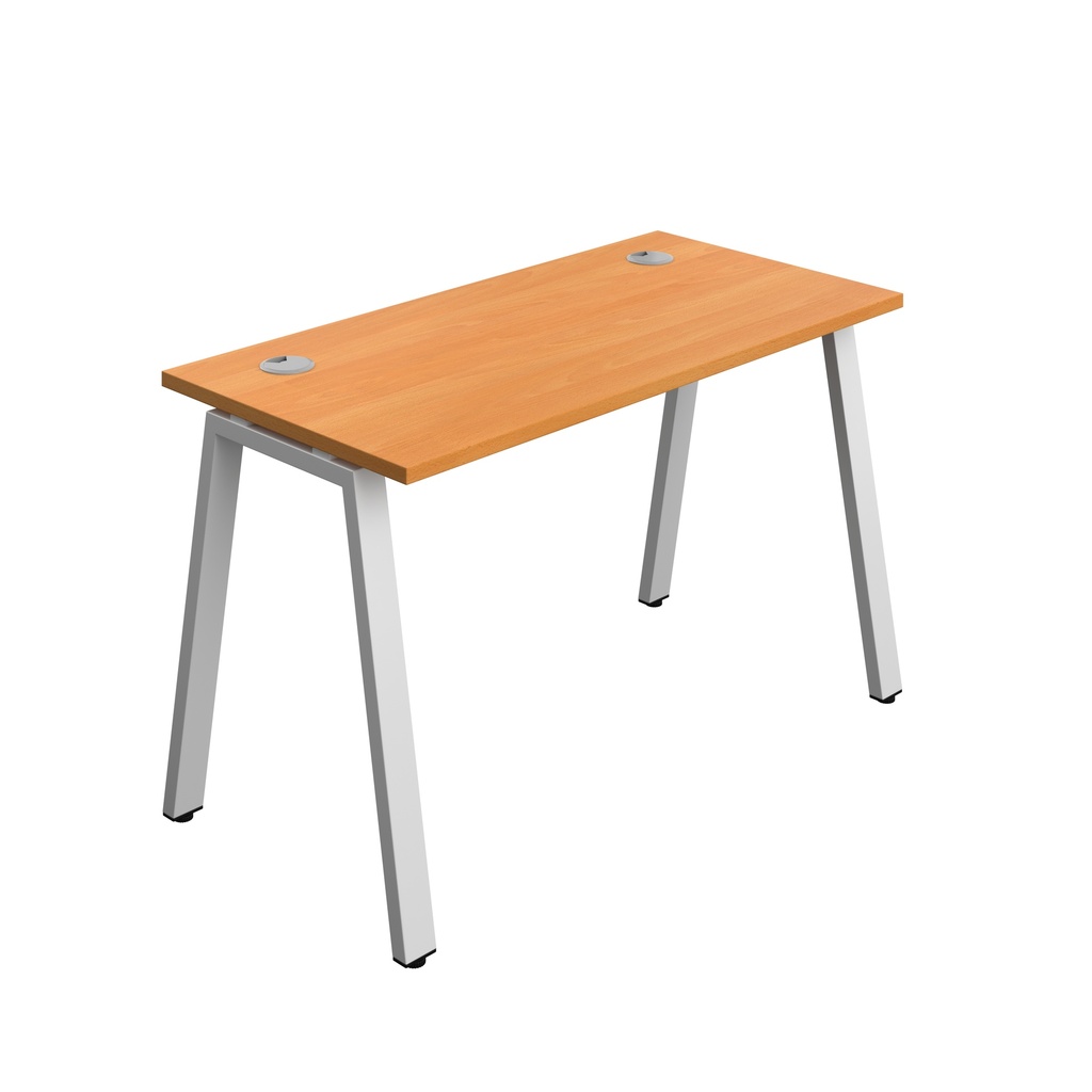 Synergy|1P Bench Desk|Cable Ports|A-Frame|1200X700|Beech-Silver
