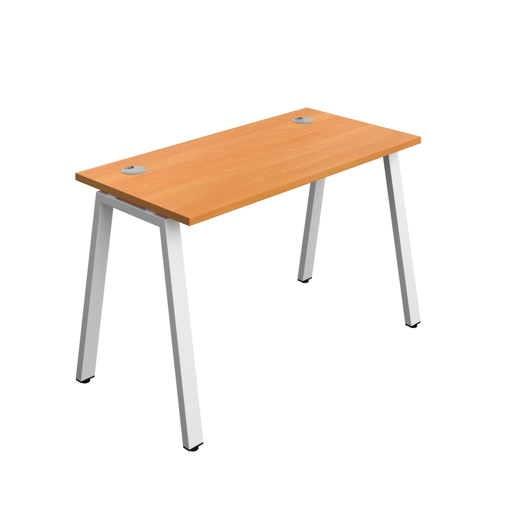 Synergy|1P Bench Desk|Cable Ports|A-Frame|1200X700|Beech-White