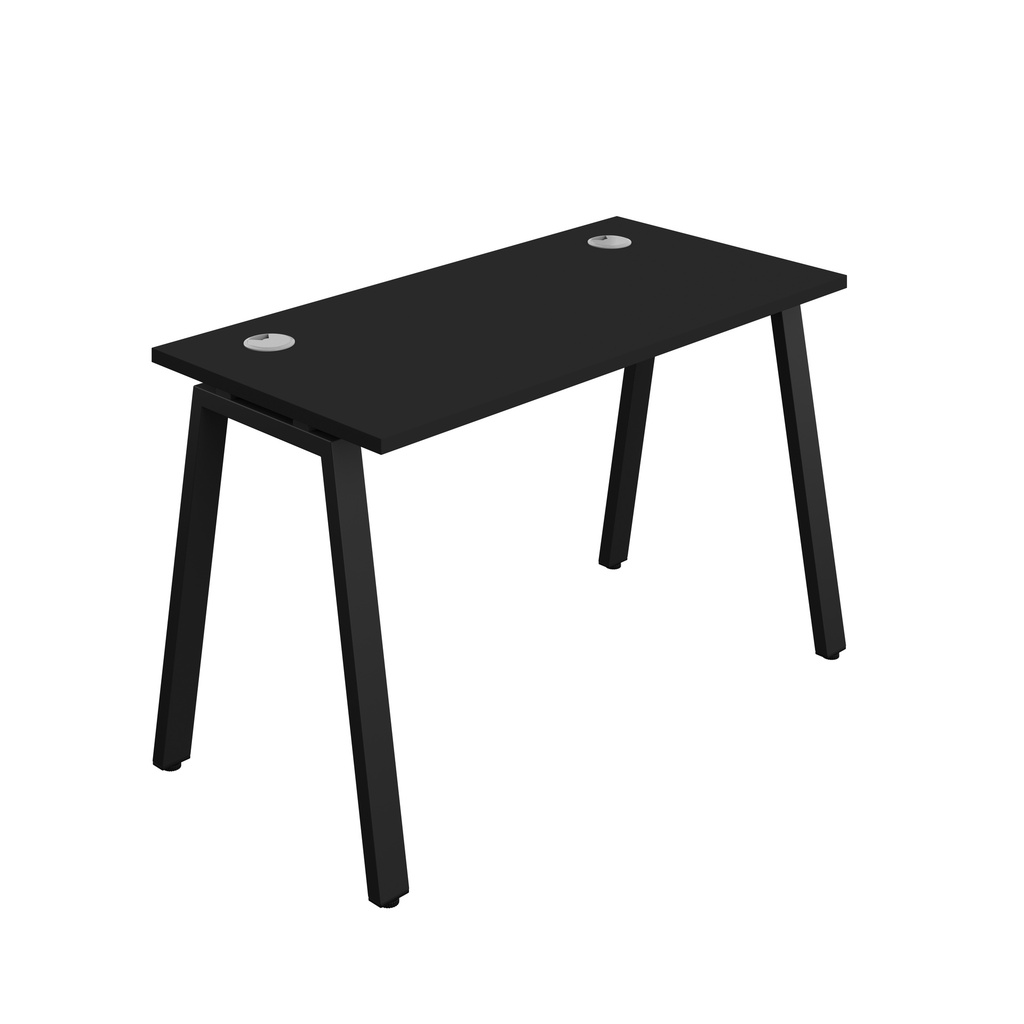 Synergy|1P Bench Desk|Cable Ports|A-Frame|1200X700|Black-Black
